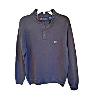 Chaps 4 Button Henley Sweater Men's Size Lg Brown Long Sleeve Pullover Cotton